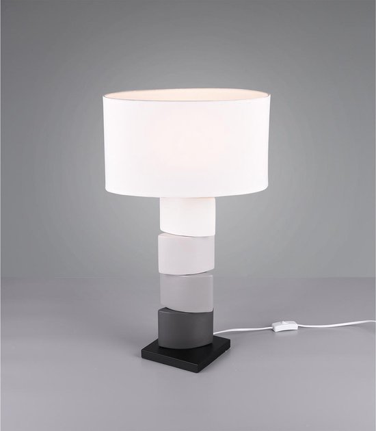 BES LED Led Tafellamp - Tafelverlichting - Trion Konan - E27 Fitting - Rond - Mat - Keramiek - Wit