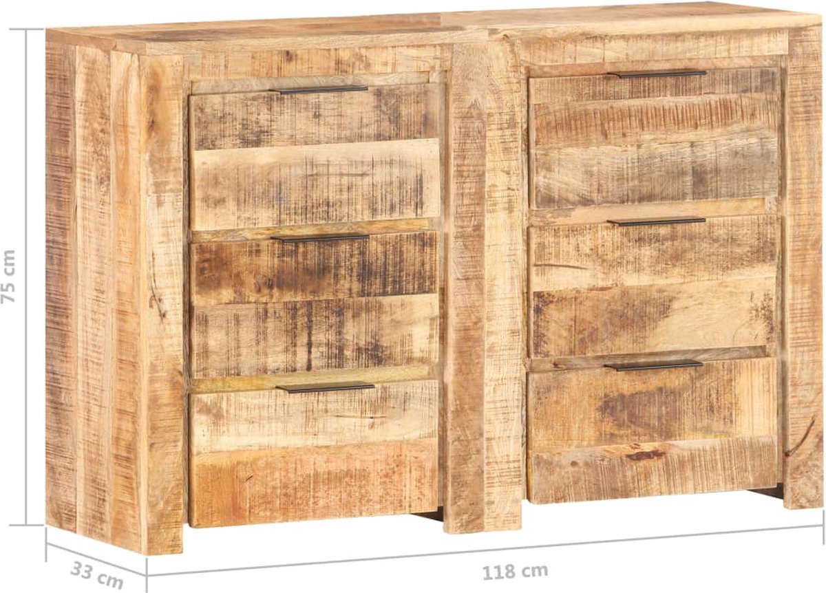 Vidaxl Ladekast 118x33x75 Cm Massief Mangohout - Bruin
