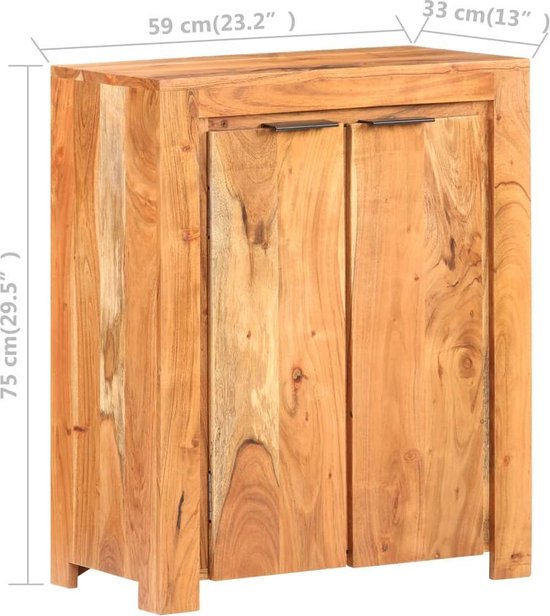 Vidaxl Dressoir 59x33x75 Cm Massief Acaciahout - Bruin