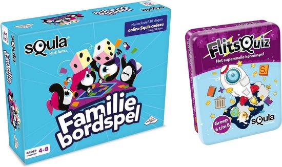 Identity Games Educatieve Spellenbundel - Squla - 7 Tot 12 Jaar - Familiebordspel & Flitsquiz 6 7 8 - Kaartspel