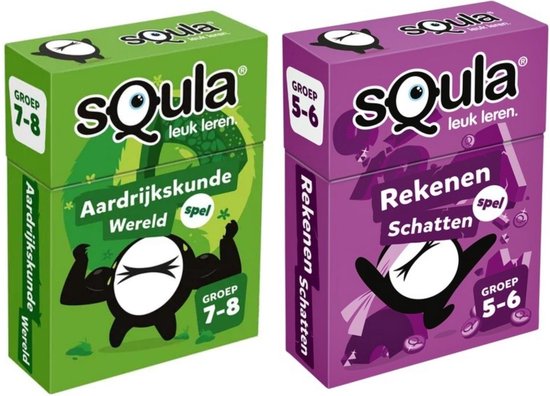 Identity Games Educatieve Spellenbundel - Squla Kaartspel - 2 Stuks - Groep 5 T/m 8 - Aardrijkskunde & Rekenen