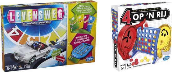 Hasbro Spellenbundel - Bordspellen - 2 Stuks - Levensweg Elektronisch Bankieren & Vier Op 'N Rij