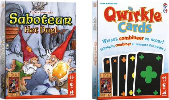 999Games Spellenbundel - Kaartspel - 2 Stuks - Saboteur: Het Duel & Qwirkle
