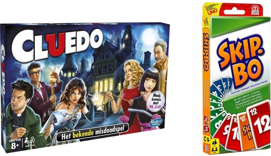 Hasbro Spellenbundel - Bordspellen - 2 Stuks - Cluedo & Skip-bo