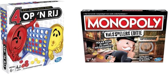 Hasbro Spellenbundel - Bordspellen - 2 Stuks - Vier Op 'N Rij & Monopoly Valsspelerseditie
