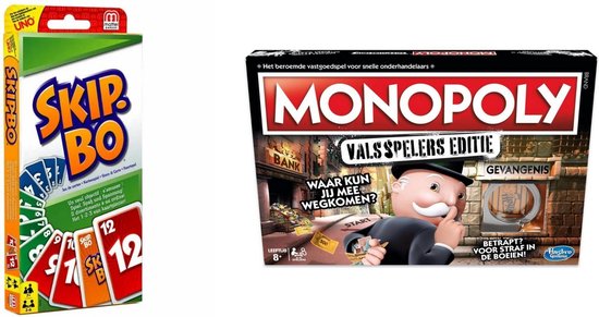 Hasbro Spellenbundel - Bordspellen - 2 Stuks - Skip-bo & Monopoly Valsspelerseditie