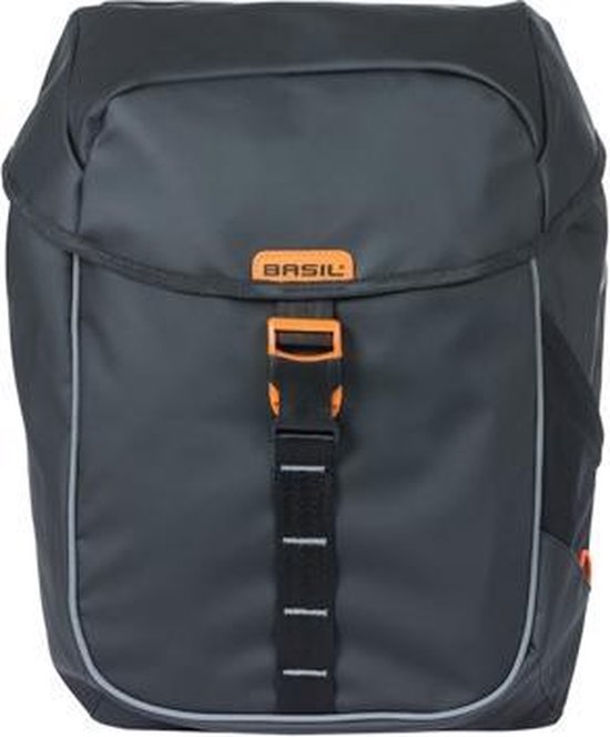 Basil Fietstas Dubbel Miles 34 Liter Pvc Zwart/ - Oranje