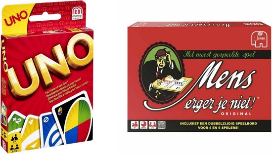 Hasbro Spellenbundel - Bordspellen - 2 Stuks - Uno & Mens Erger Je Niet