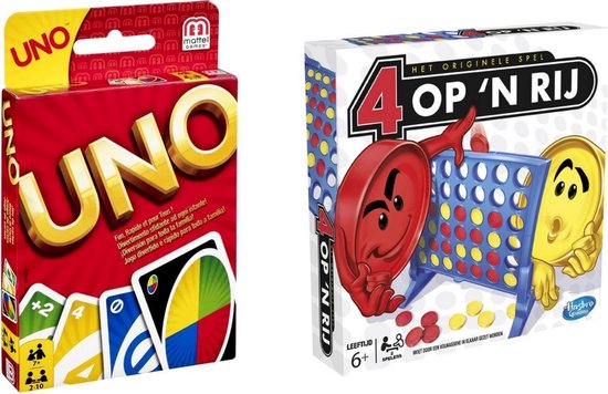 Hasbro Spellenbundel - Bordspellen - 2 Stuks - Uno & Vier Op 'N Rij