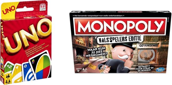 Hasbro Spellenbundel - Bordspellen - 2 Stuks - Uno & Monopoly Valsspelerseditie