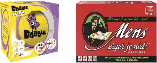 Hasbro Spellenbundel - Bordspellen - 2 Stuks - Dobble Classic & Mens Erger Je Niet