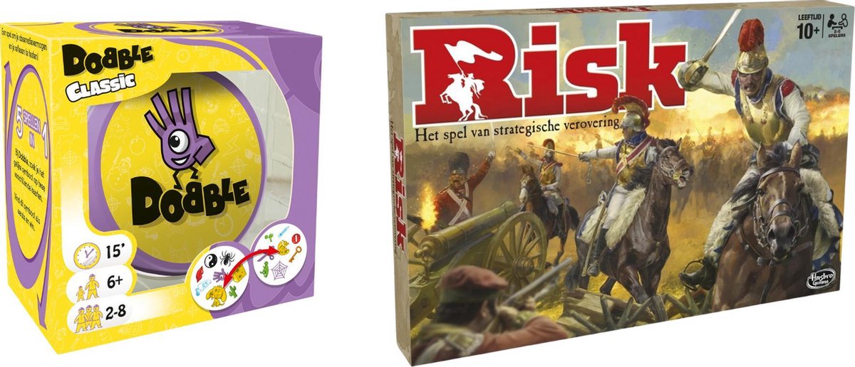 Hasbro Spellenbundel - Bordspellen - 2 Stuks - Dobble Classic & Risk