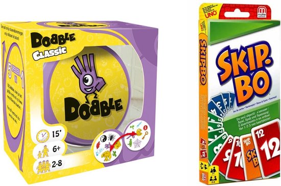 Hasbro Spellenbundel - Bordspellen - 2 Stuks - Dobble Classic & Skip-bo