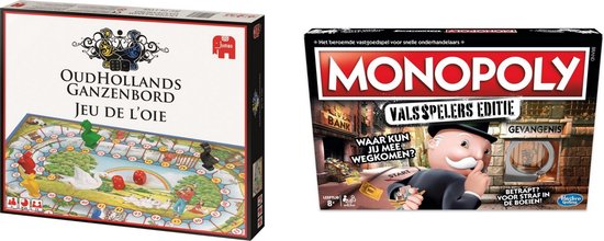 Hasbro Spellenbundel - Bordspellen - 2 Stuks - Ganzenbord & Monopoly Valsspelerseditie