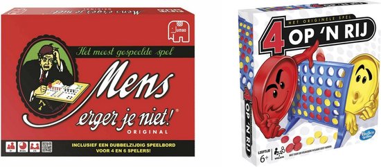 Hasbro Spellenbundel - Bordspellen - 2 Stuks - Mens Erger Je Niet & Vier Op 'N Rij