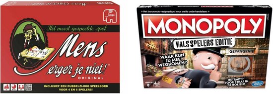 Hasbro Spellenbundel - Bordspellen - 2 Stuks - Mens Erger Je Niet & Monopoly Valsspelerseditie