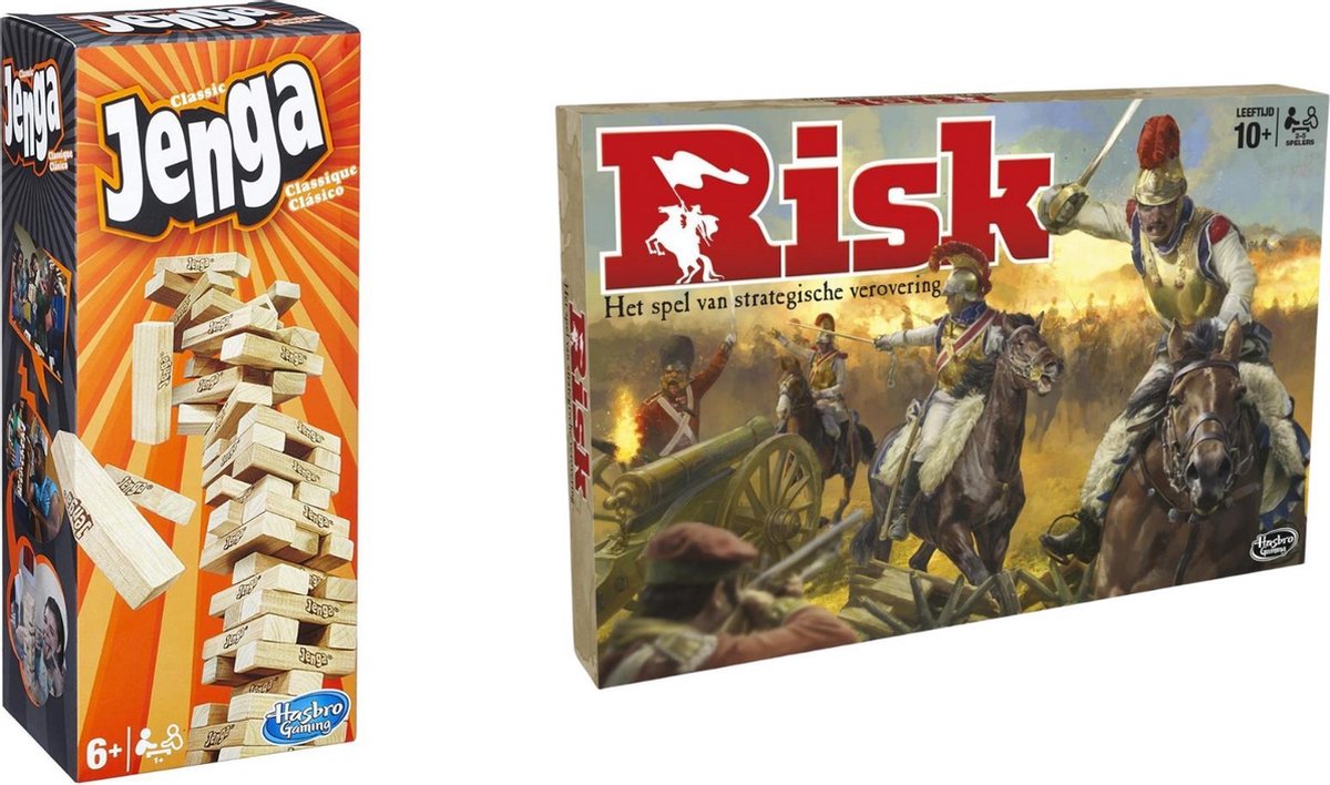 Hasbro Spellenbundel - Bordspellen - 2 Stuks - Jenga & Risk