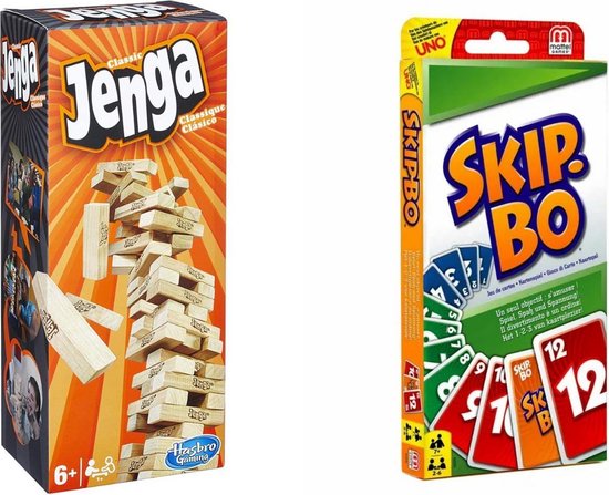 Hasbro Spellenbundel - Bordspellen - 2 Stuks - Jenga & Skip-bo