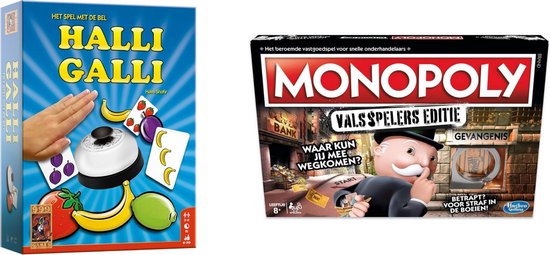 Hasbro Spellenbundel - Bordspellen - 2 Stuks - Halli Galli & Monopoly Valsspelerseditie