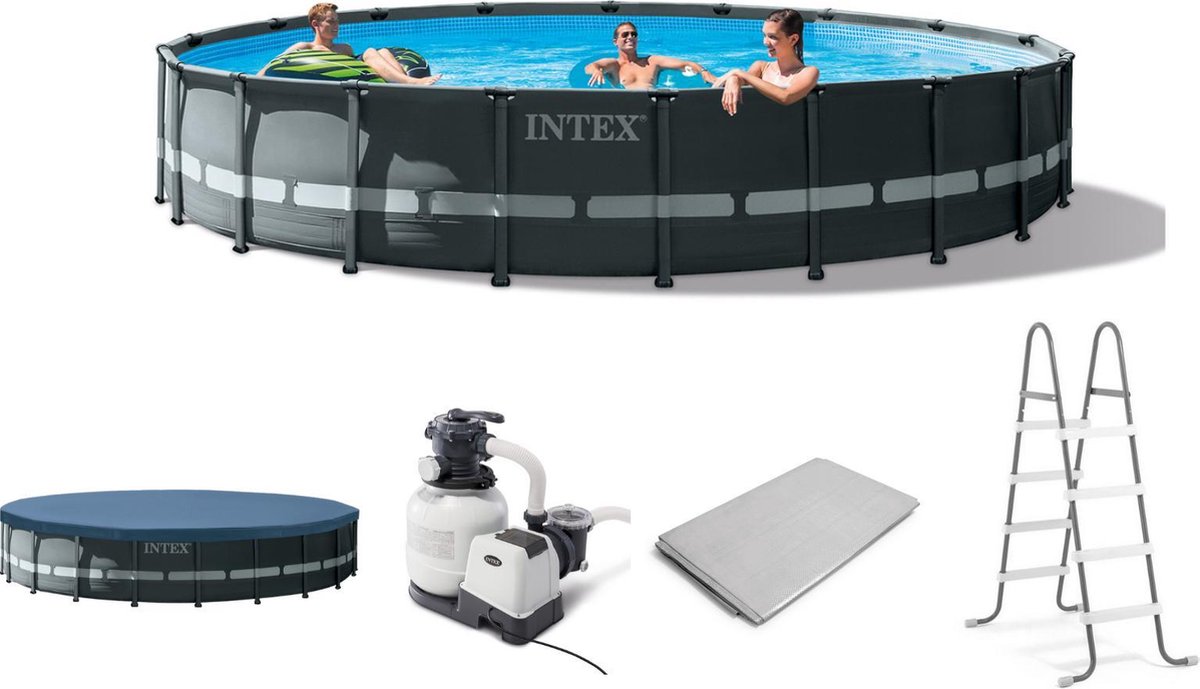 Intex Opzetzwembad Met Accessoires Ultra Xtr Frame 610 X 122 Cm Antraciet - Grijs
