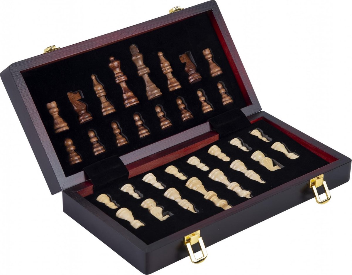 Longfield Games Schaakspel Deluxe Inklapbaar 30 Cm - Bruin