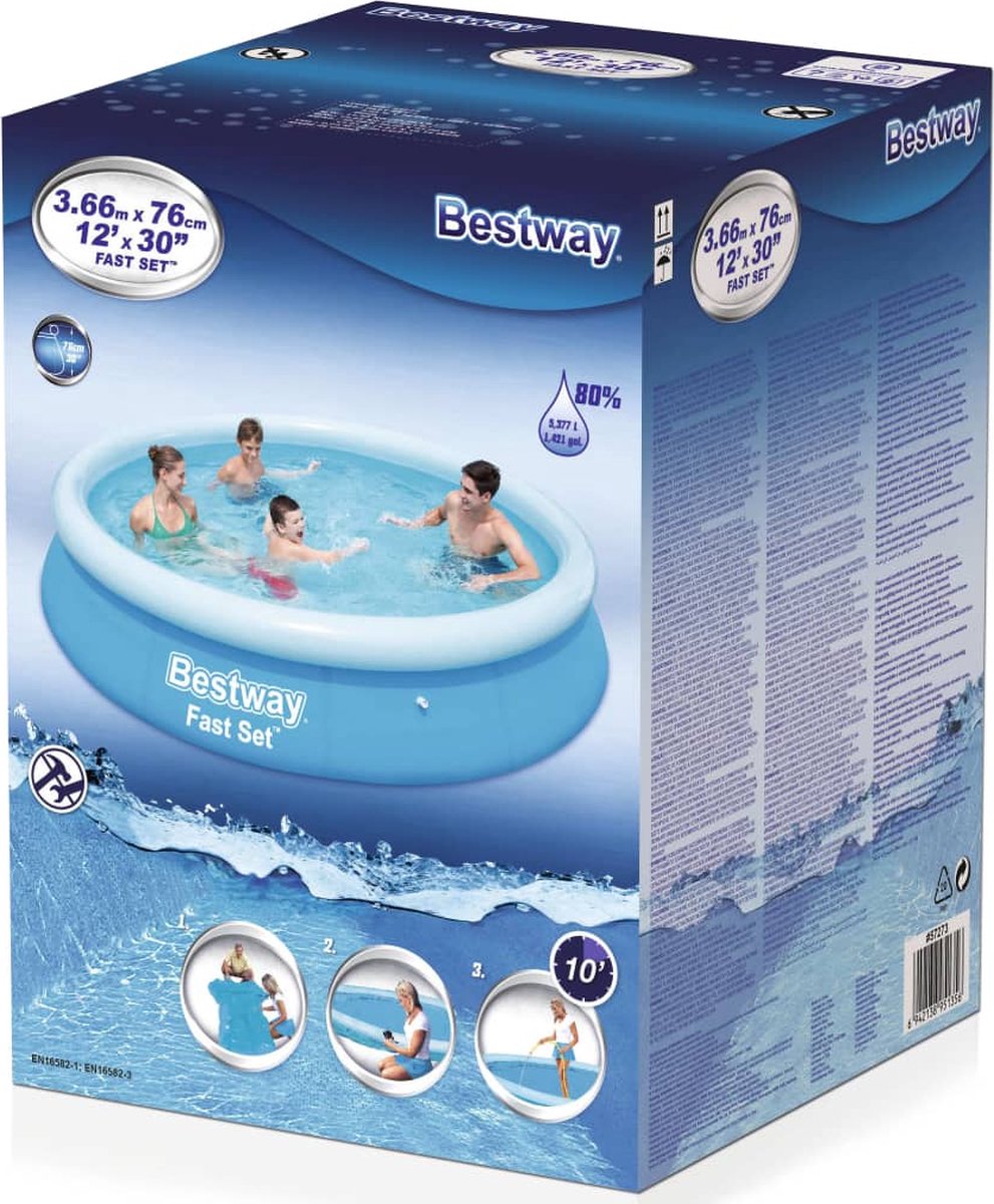 Bestway Fast Set Zwembad Opblaasbaar Rond 366x76 Cm 57273