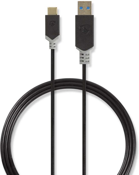 Nedis Kabel Usb 3.1 Type-c Male - A Male 1 Mtr Antraciet - Zwart