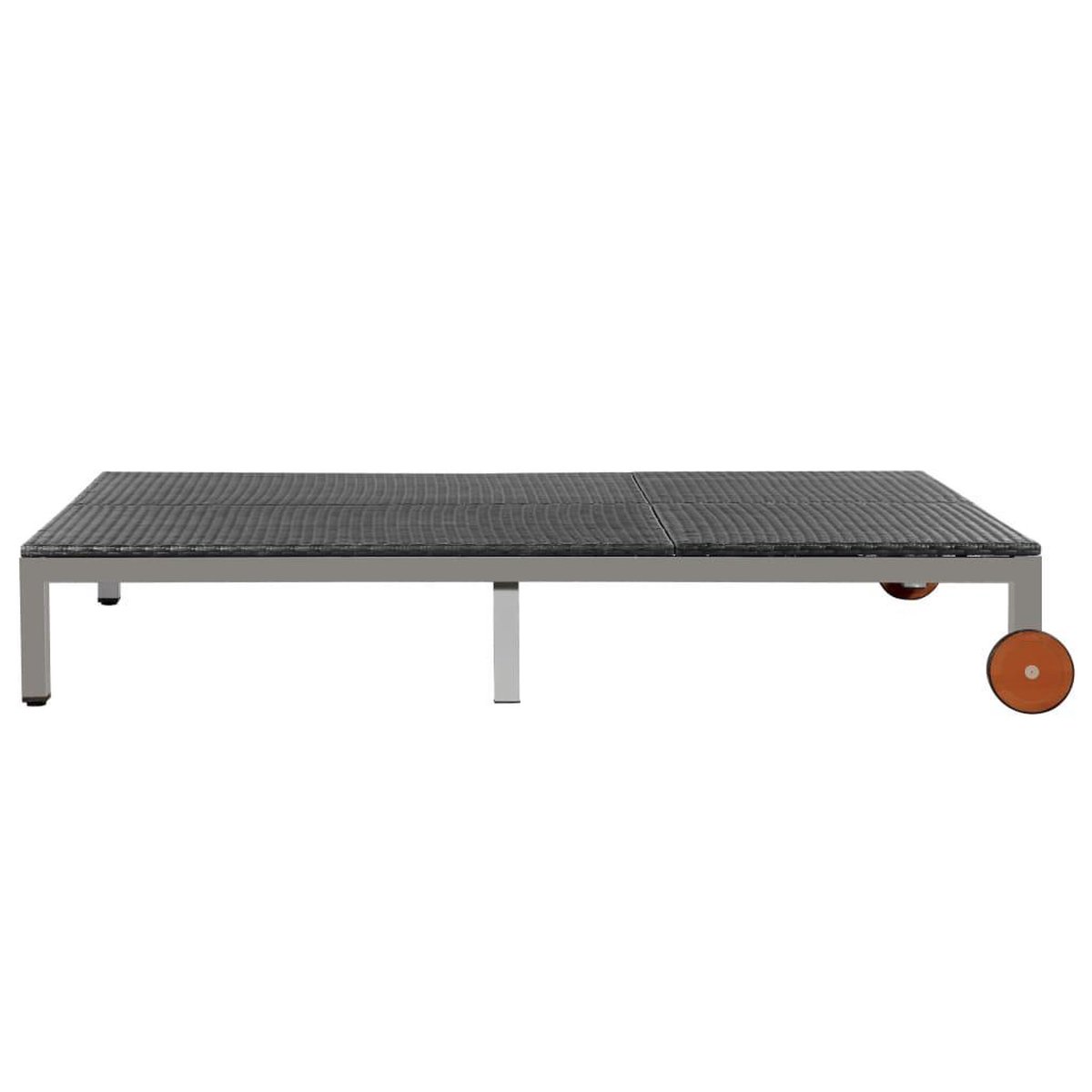 Vidaxl Ligbed Tweepersoons Met Wieltjes Poly Rattan - Zwart