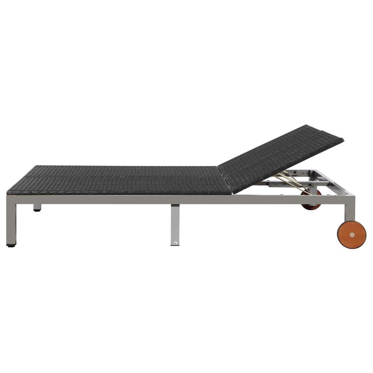 Vidaxl Ligbed Tweepersoons Met Wieltjes Poly Rattan - Zwart