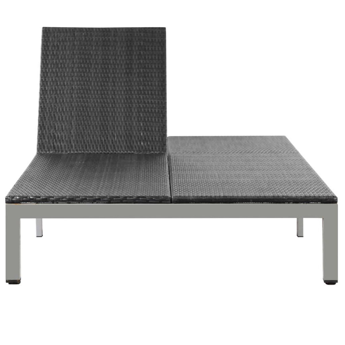 Vidaxl Ligbed Tweepersoons Met Wieltjes Poly Rattan - Zwart
