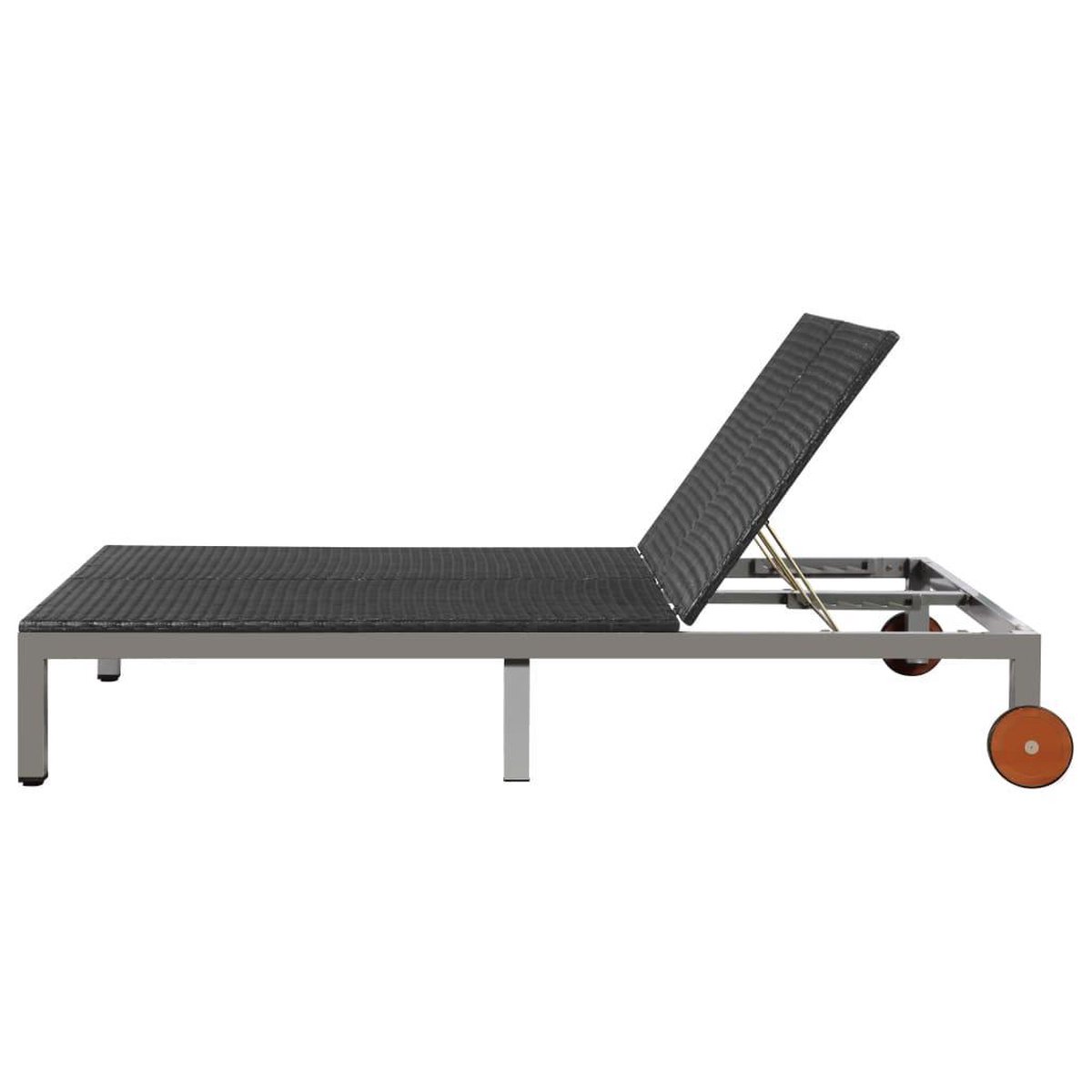 Vidaxl Ligbed Tweepersoons Met Wieltjes Poly Rattan - Zwart