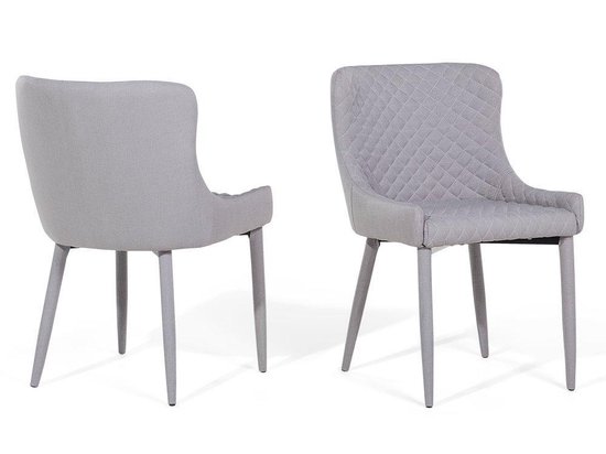 Beliani Solano Eetkamerstoel Set Van 2 Polyester 52 X 51 Cm - Grijs