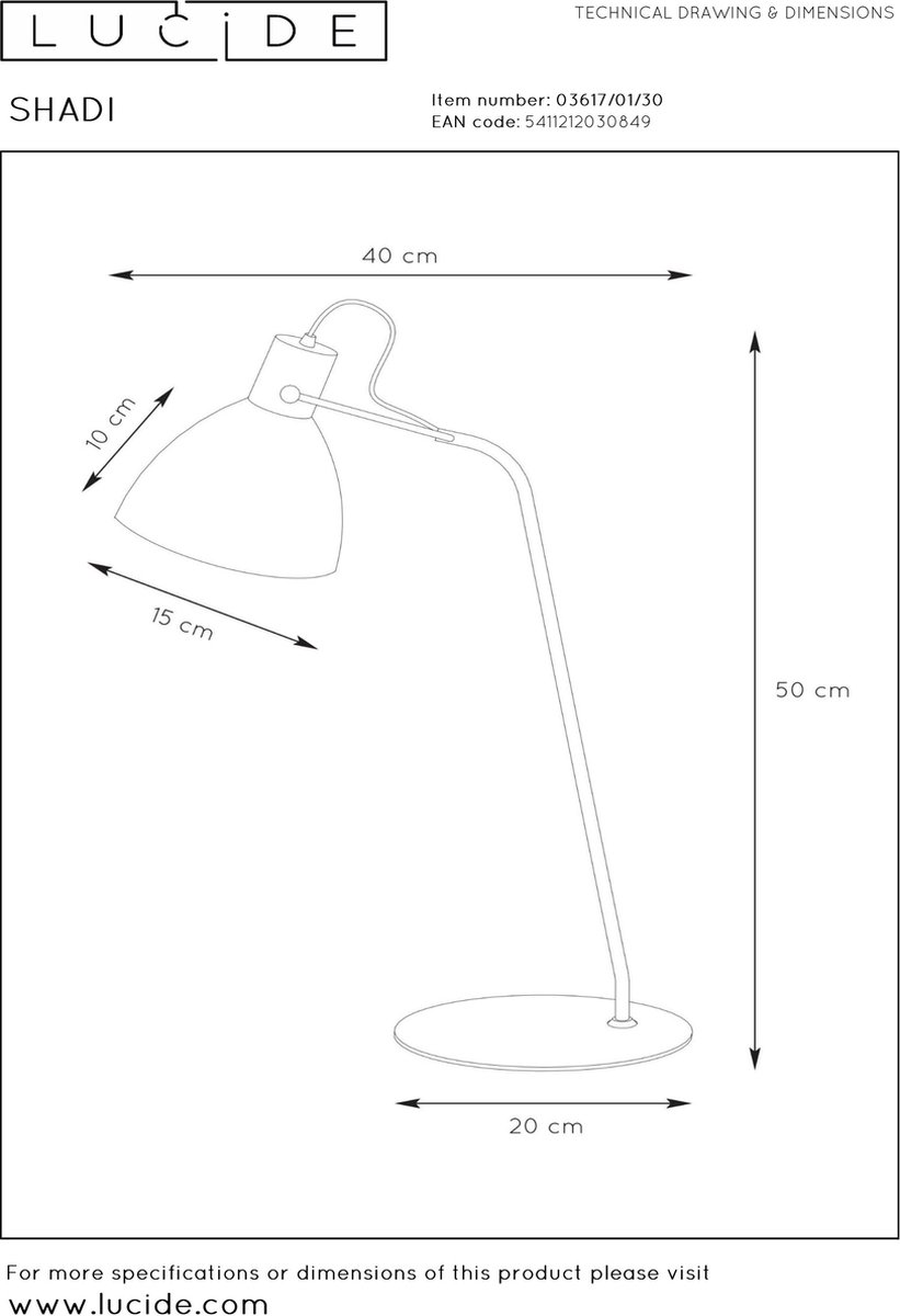 Lucide - Shadi Bureaulamp - - Zwart