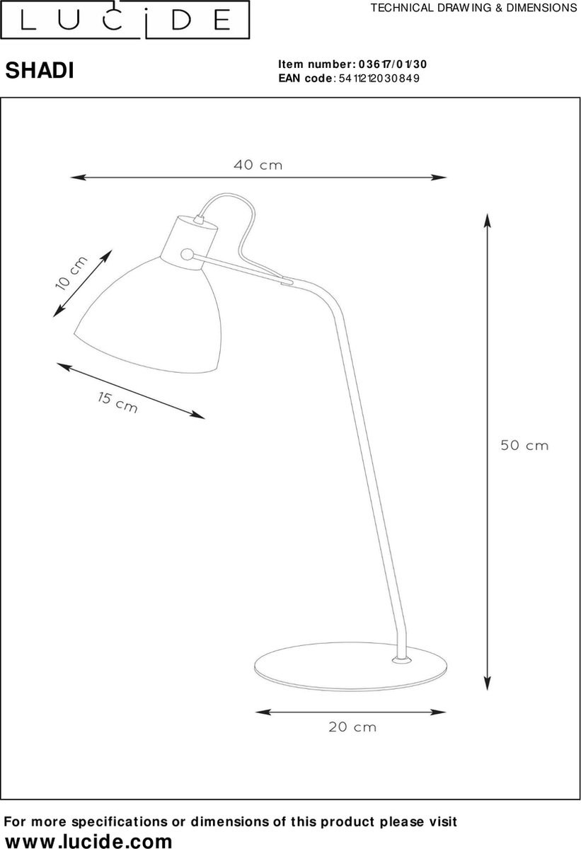 Lucide - Shadi Bureaulamp - - Zwart