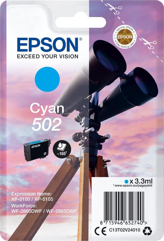 Epson Singlepack Cyan 502 Ink - Blauw