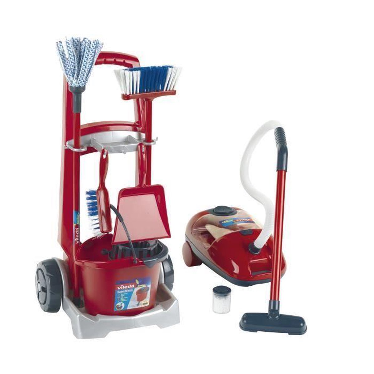 Theo Klein Vileda Speelgoed Schoonmaakkar En Stofzuiger - Rood