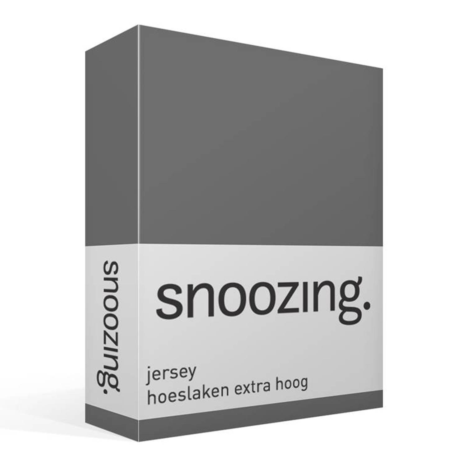 Snoozing - Hoeslaken - Extra Hoog - Jersey - 80 /90 X200 - Antraciet - Grijs