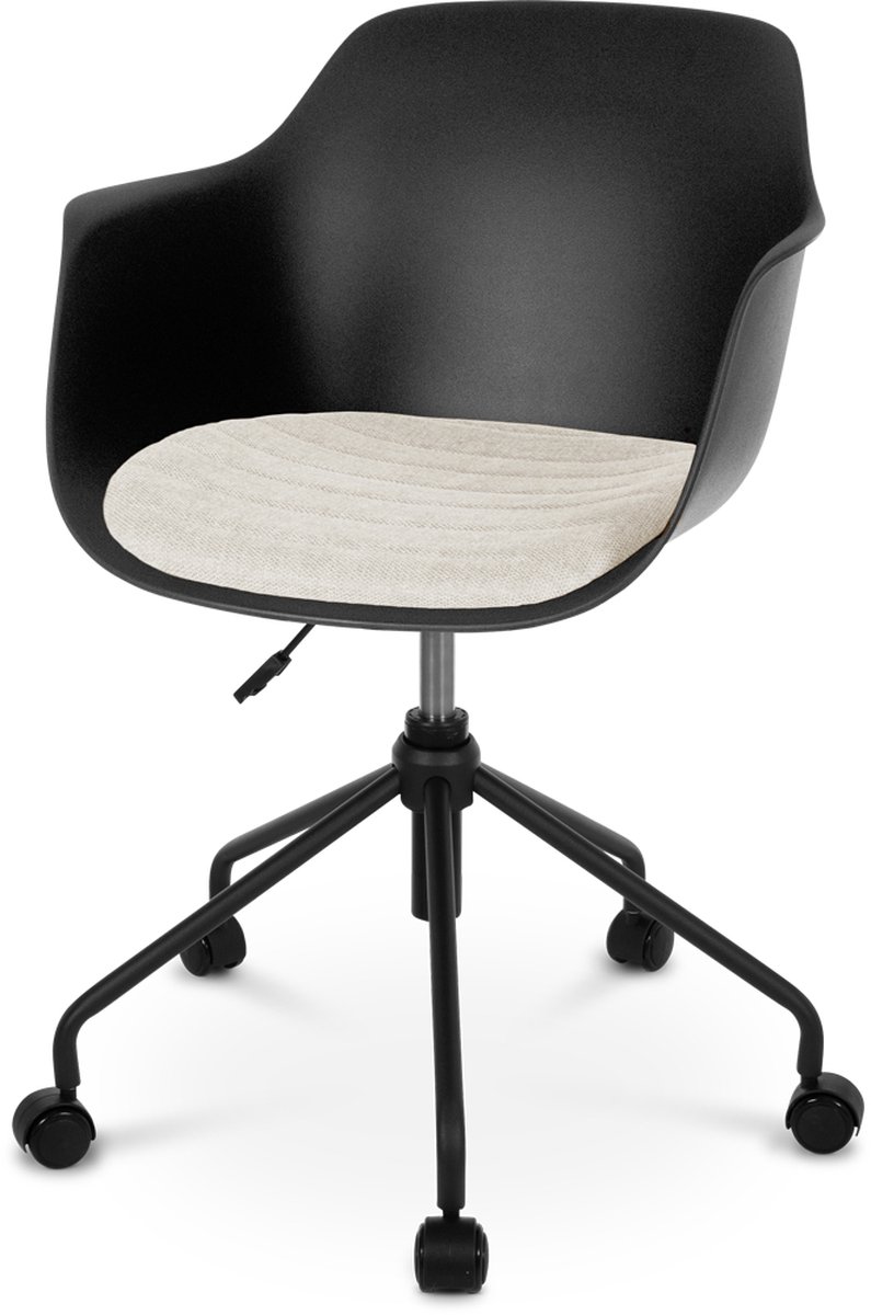 Nolon Nout bureaustoel met armleuningen en beige zitkussen - - Zwart