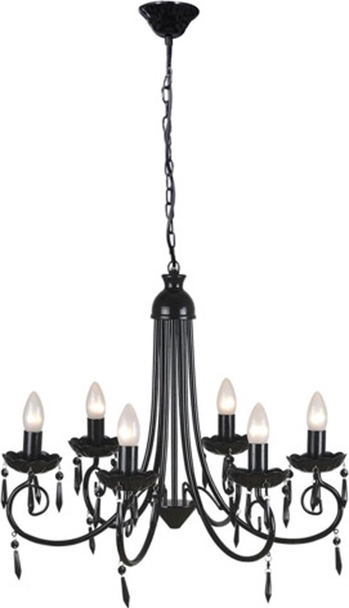 vidaXL Plafondlamp kroonluchter 6 lampjes - Negro