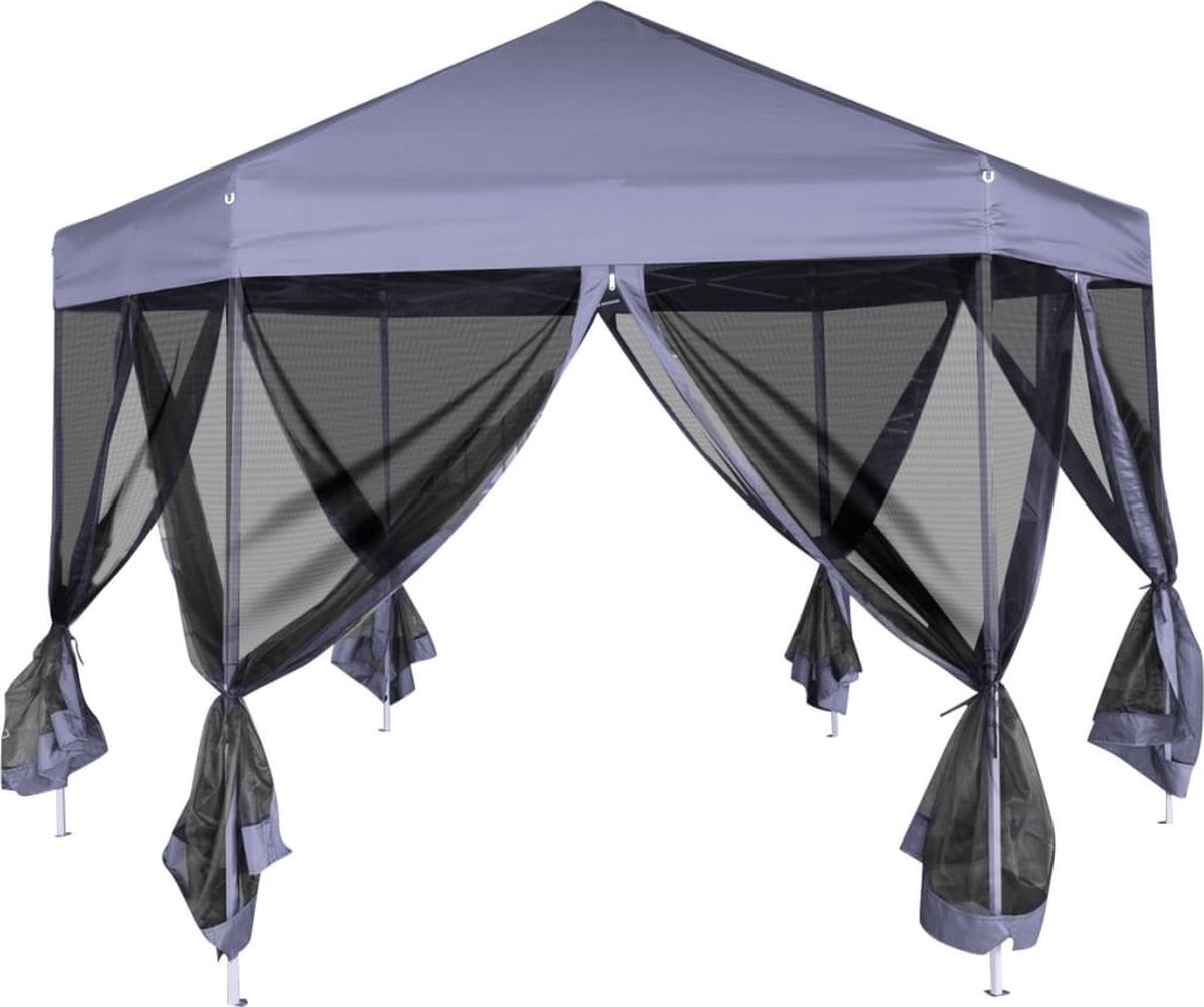 Vidaxl Partytent Pop-up Zeshoekig Met 6 Zijwanden 3,6x3,1 M Donker - Blauw