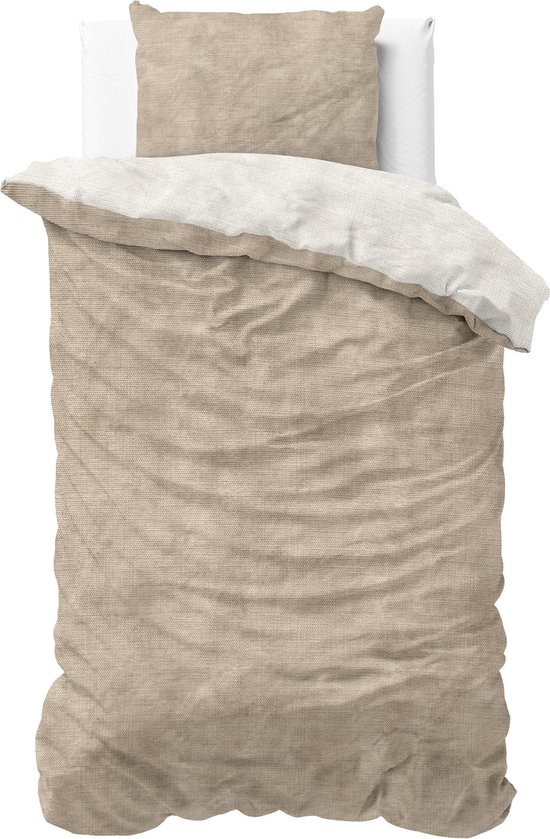 Sleeptime Fl Twin Washed Cotton Taupe - Dekbedovertrek: 1-persoons (140 Cm)