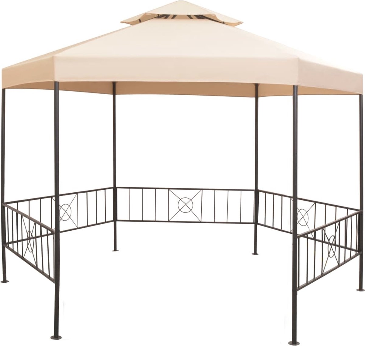 Vidaxl Tuinpaviljoen 323x265 Cm Hexagonaal - Beige