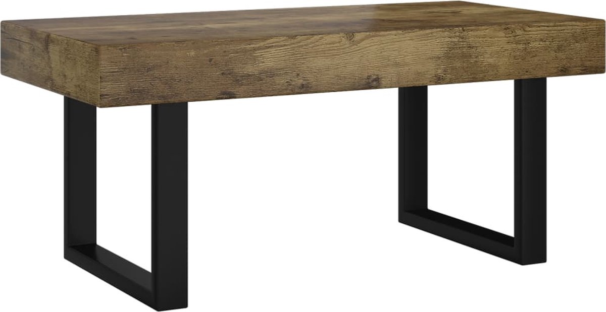 vidaXL Salontafel 90x45x40 cm MDF en ijzer donker en zwart - Marrón