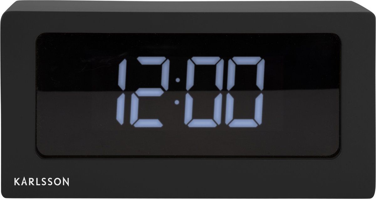 Karlsson - Table clock Boxed LED black - Zwart