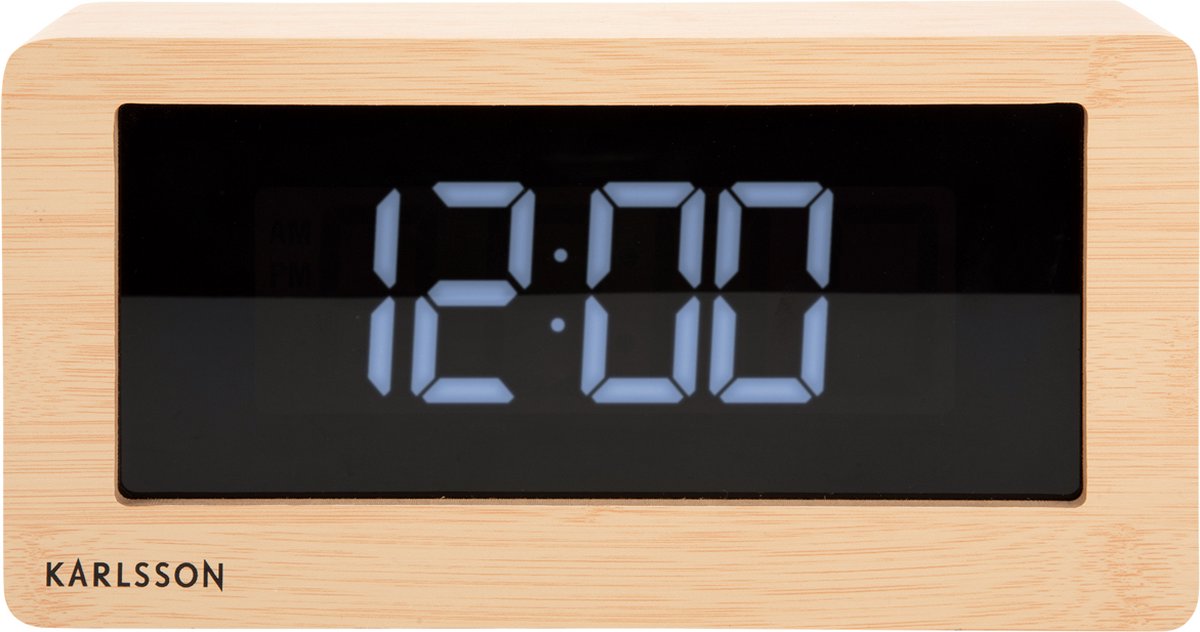 Karlsson - Table clock Boxed LED light wood veneer - Bruin