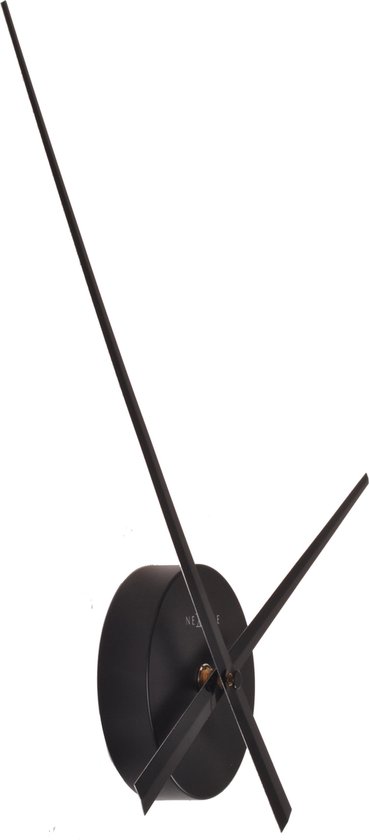 Nextime Wandklok Dia. 48 Cm X 3 Cm, Aluminium,, 'Small Hands' - Zwart