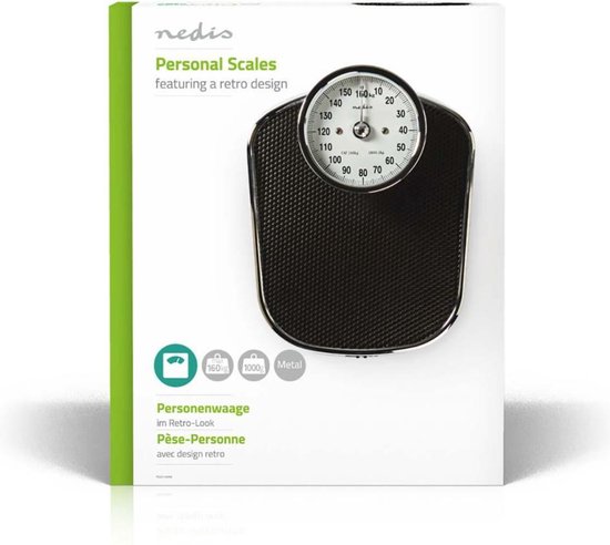Nedis Analoge Retro Design Personenweegschaal Rvs Tot 160 Kg