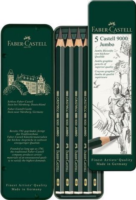 Faber Castell Potlood 9000 Jumbo Etui Met 5 Stuks