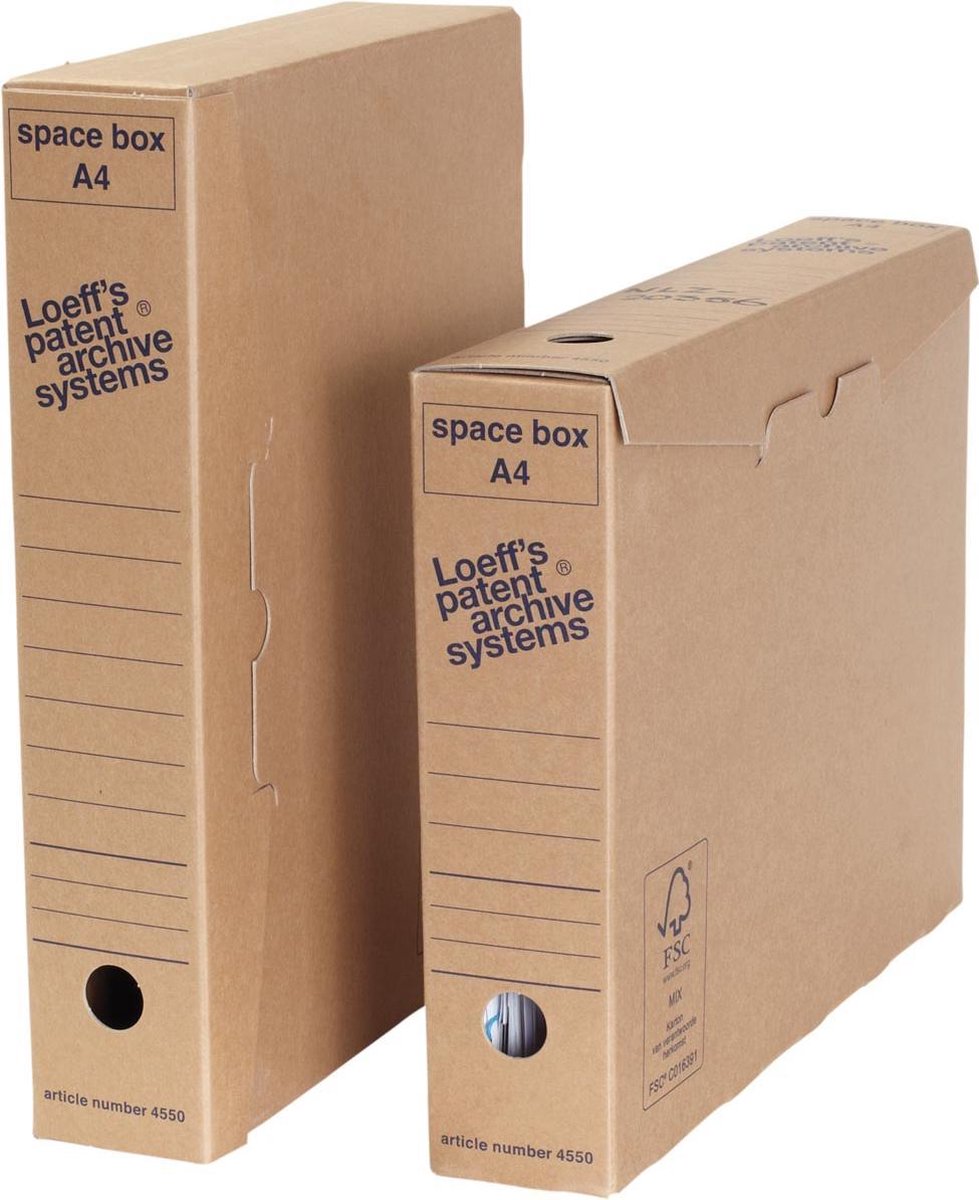 Loeff's Archiefdoos Space Box, Ft 320 X 240 X 60 Mm,, Pak Van 8 Stuks - Bruin