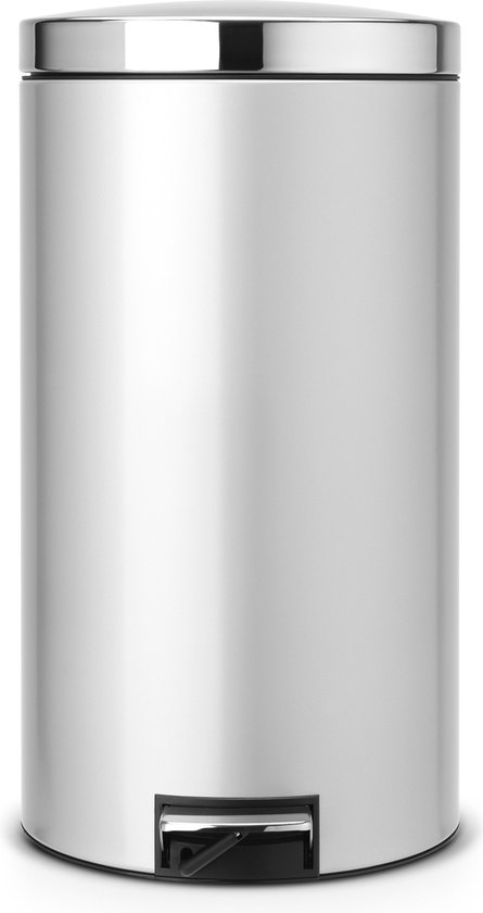 Brabantia Silent Pedaalemmer 45 Liter Met Kunststof Binnenemmer - Metallic Grey / Brilliant Steel - Grijs